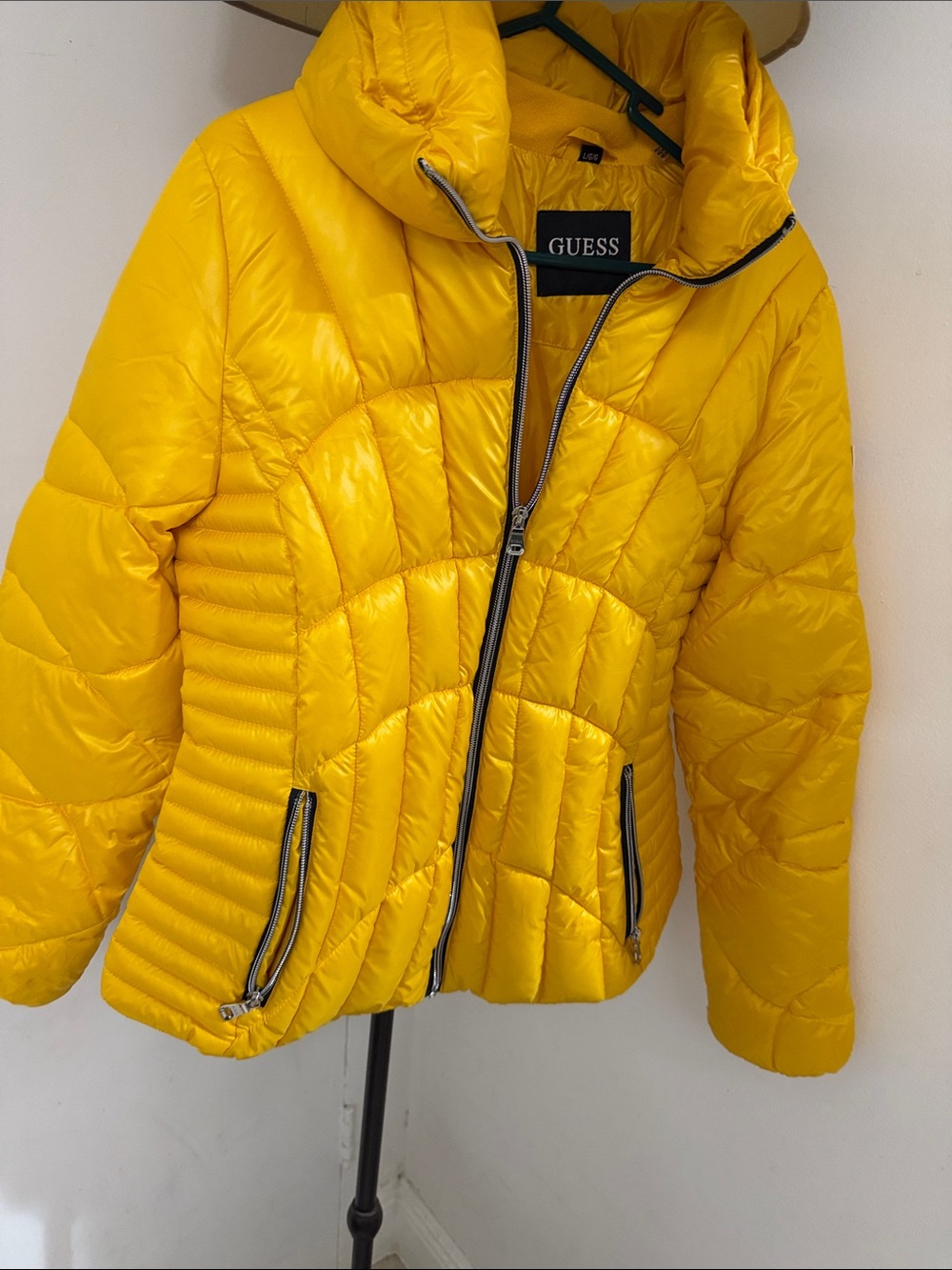 GUESS Girls' Bright Yellow Quilted Puffer Jacket